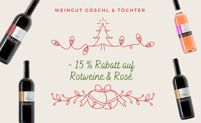 15 % Rabatt auf unsere Rotweine & Rosé