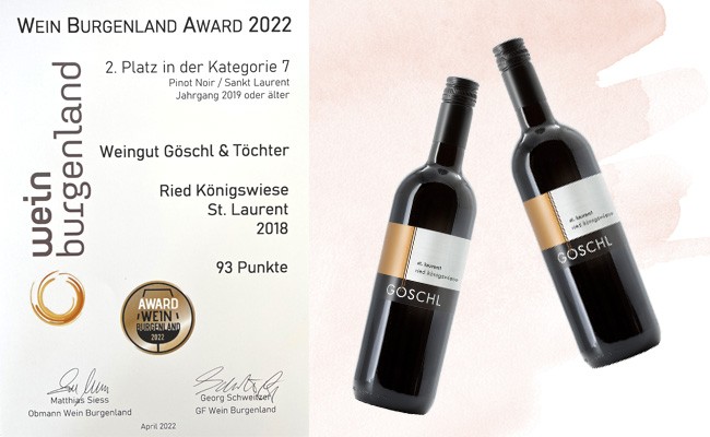 2. Platz beim Wein Burgenland Award 2022